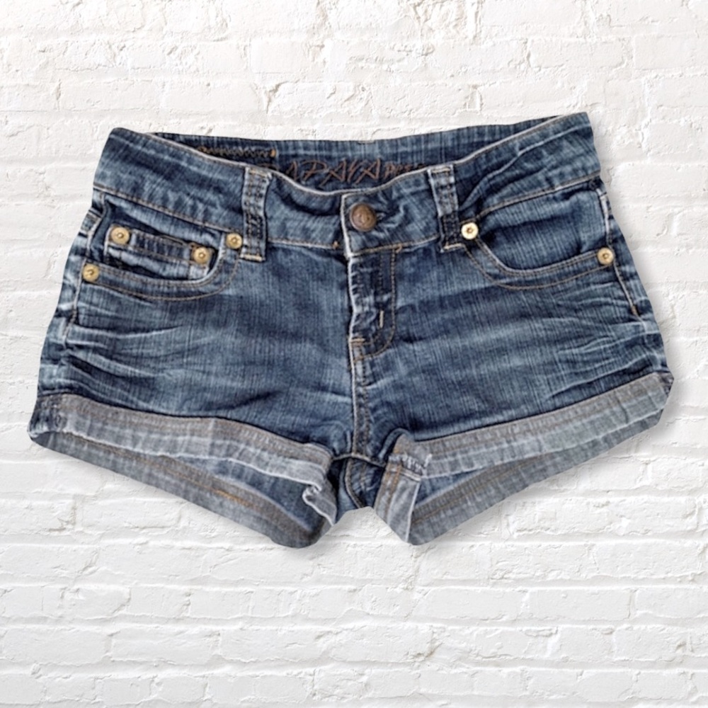 Papaya Premium Cuffed Denim Shorts Small 26” Blue Jean Stretch